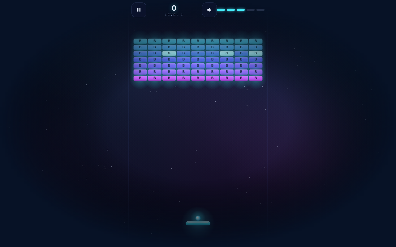 Screenshot of SKY BREAK — A Modern Breakout played on a desktop browser