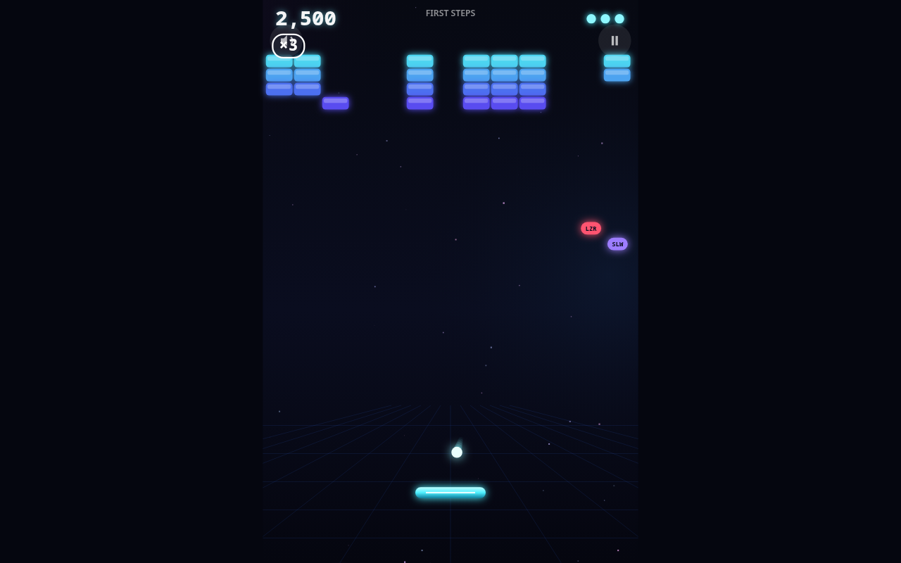 Screenshot of BREAKPOINT — a modern take on Breakout played on a desktop browser