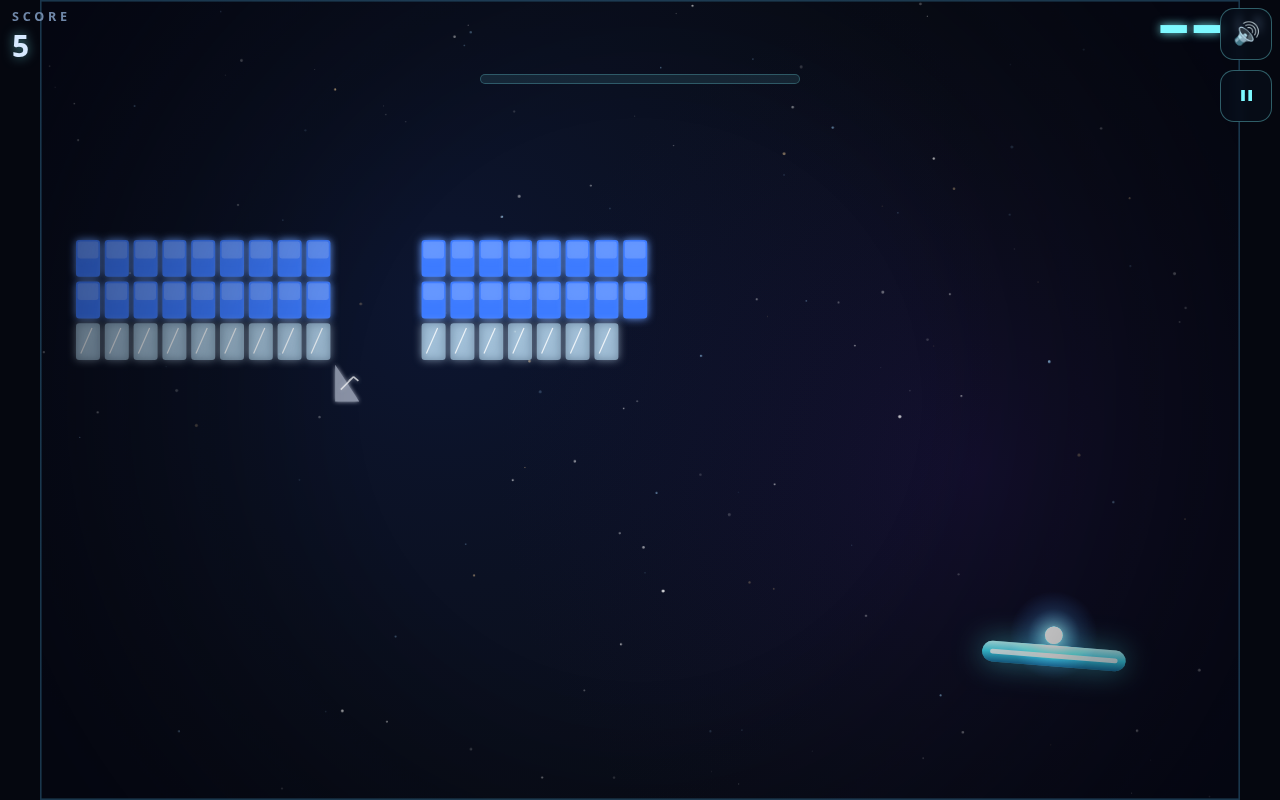 Screenshot of Overdrive Breakout played on a desktop browser
