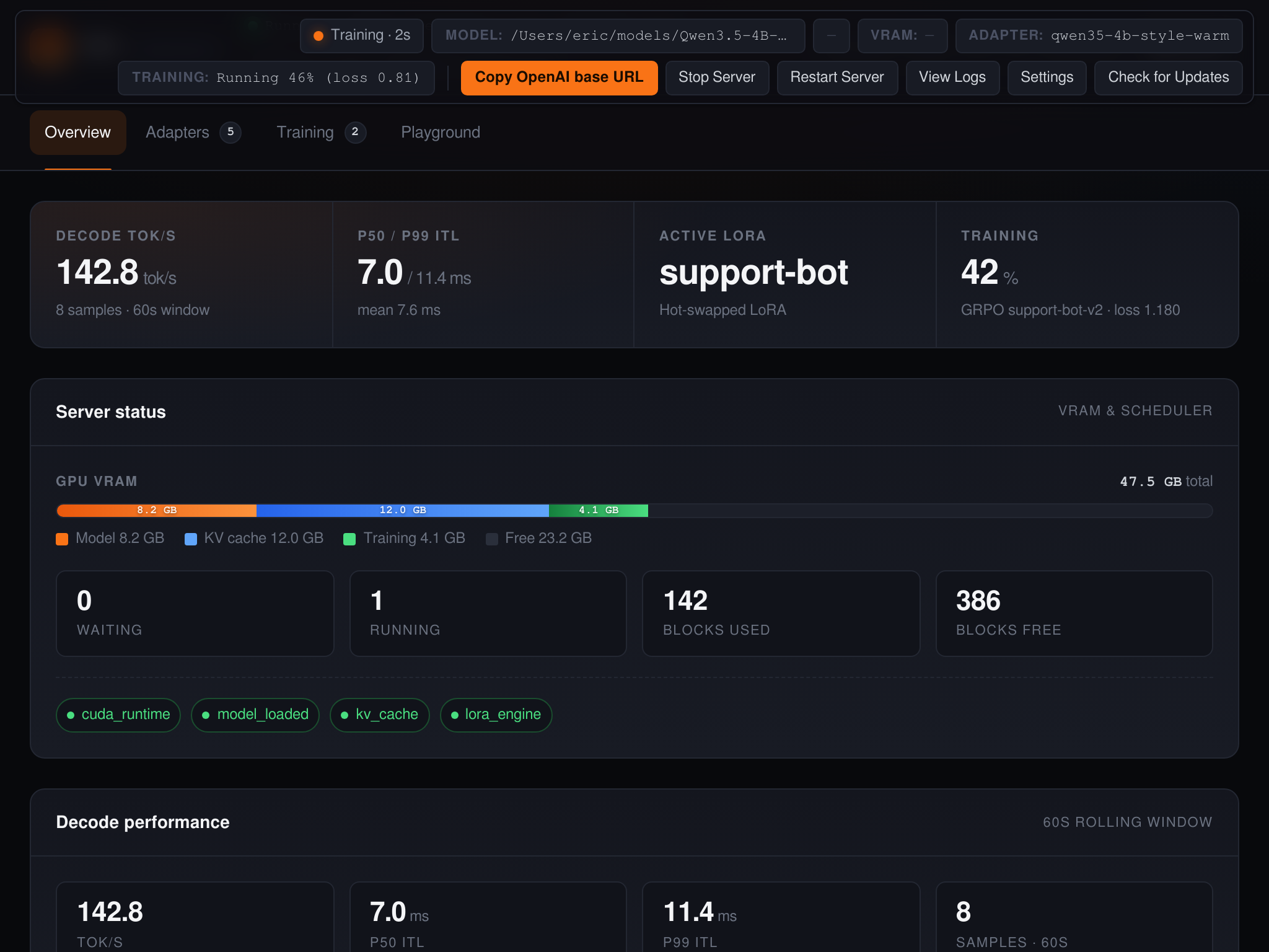 Kiln Desktop app showing the same dashboard inside a native Tauri shell.